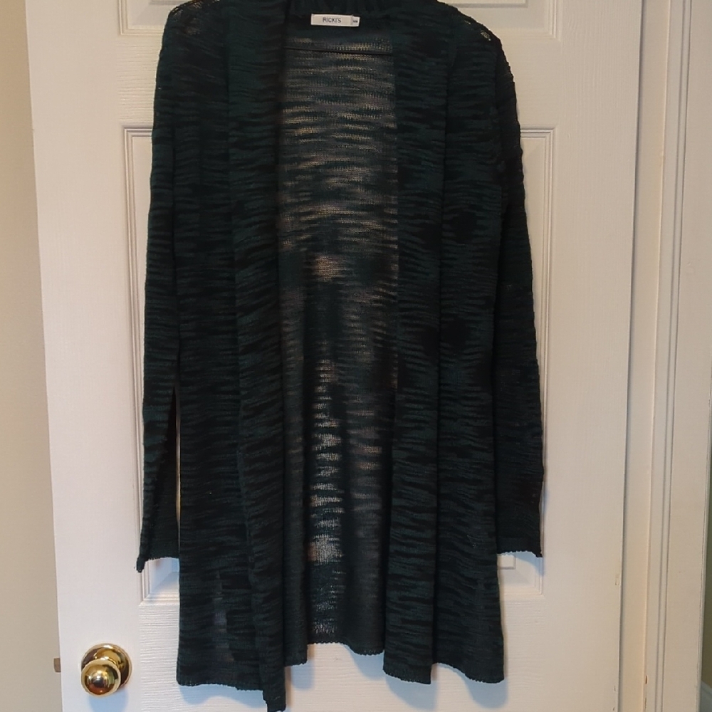 Rickis Green Cardigan Sweater Lightweight Knit